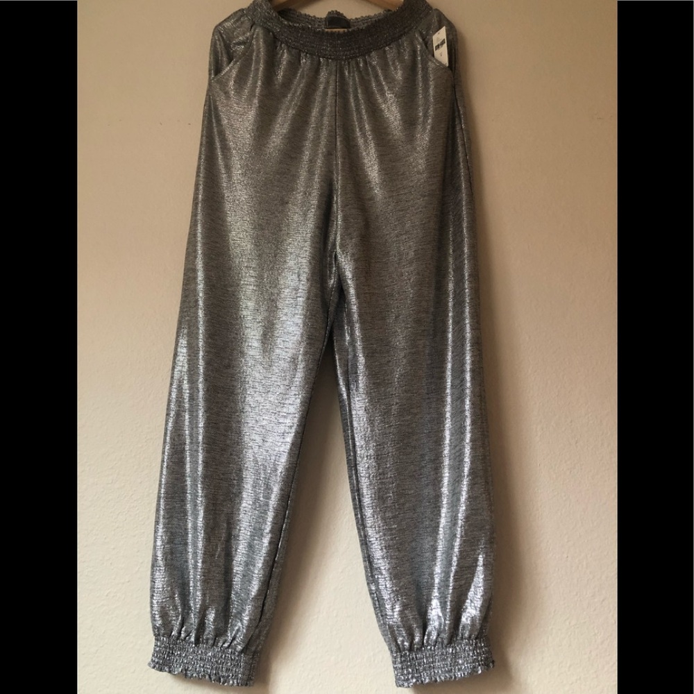 Anthropologie silver metallic jogger 💕🛒NWT